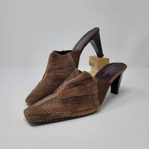Sesto Meucci 3" heeled mules  women sz 9M brown leather very good preowned